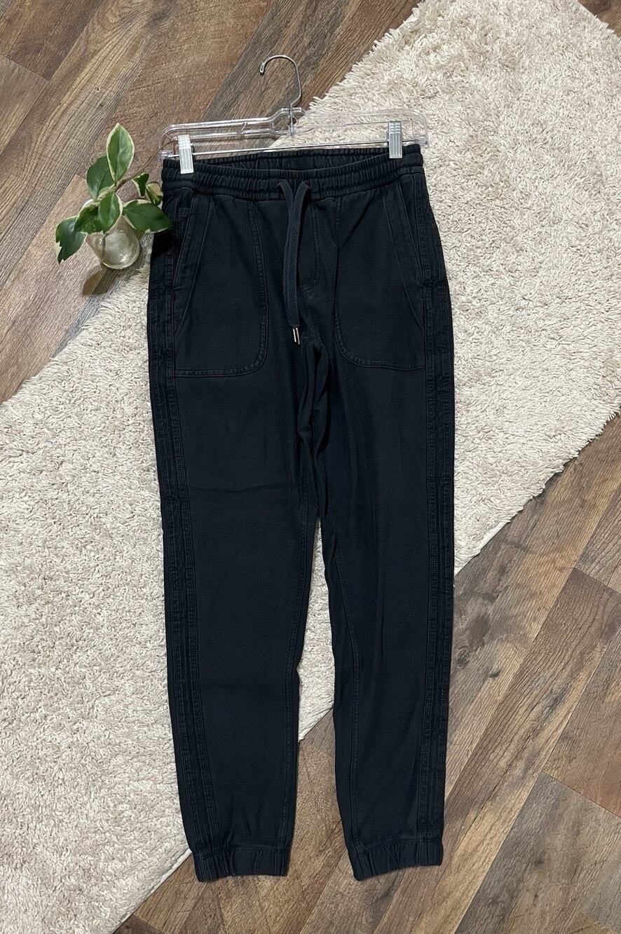 Athleta Size XXS Black Mid-Rise Farallon Drawstring Pull-On Jogger Pants